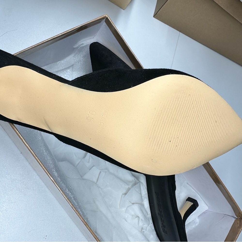 FERICZO Women’s Black “Suede” Pointed Toe Kitten Heel Mule Sz 9.5 NEW! - Picture 5 of 6